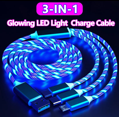 3-In-1 Glowing LED Light Charging Cable