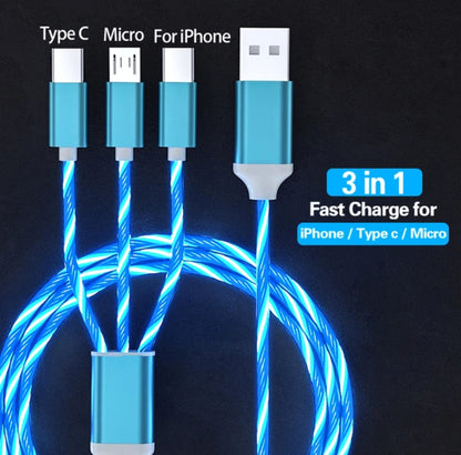 3-In-1 Glowing LED Light Charging Cable