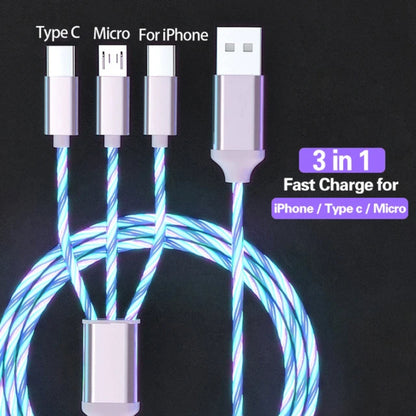 3-In-1 Glowing LED Light Charging Cable