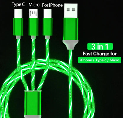 3-In-1 Glowing LED Light Charging Cable